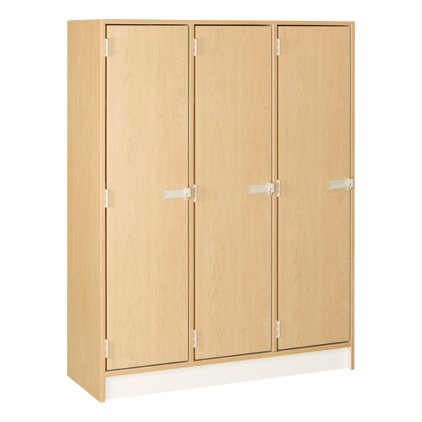 60" H Three-Wide Single-Tier Lockers - Shown in maple w/ doors closed